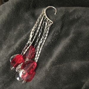Elegant Red and Silver Dangle Earrings